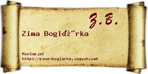 Zima Boglárka névjegykártya