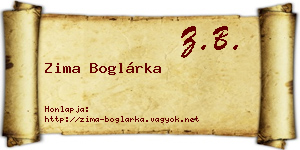 Zima Boglárka névjegykártya